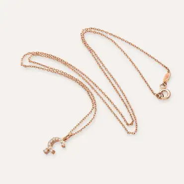 Diamond Rose Gold Ç Letter Necklace - Nev Jewellery (1)