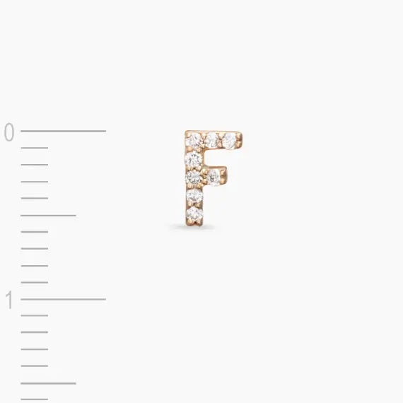 Diamond Rose Gold F Letter Mini Single Earring - 3