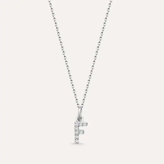 Diamond Rose Gold F Letter Necklace - 1