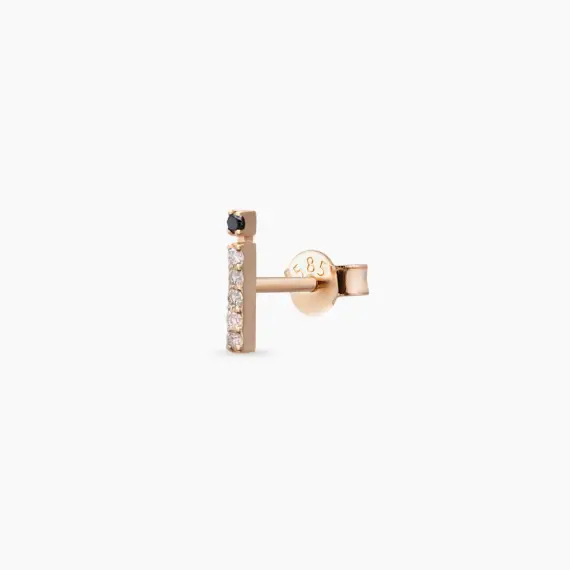 Diamond Rose Gold İ Letter Mini Single Earring - 1