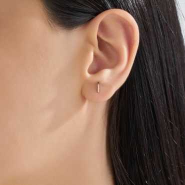 Diamond Rose Gold İ Letter Mini Single Earring - Nev Jewellery (1)