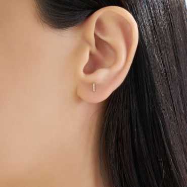 Diamond Rose Gold I Letter Mini Single Earring - Nev Jewellery (1)