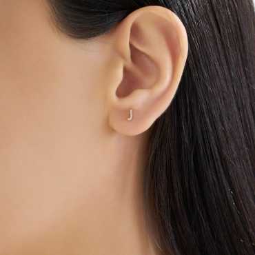 Diamond Rose Gold J Letter Mini Single Earring - Nev Jewellery (1)