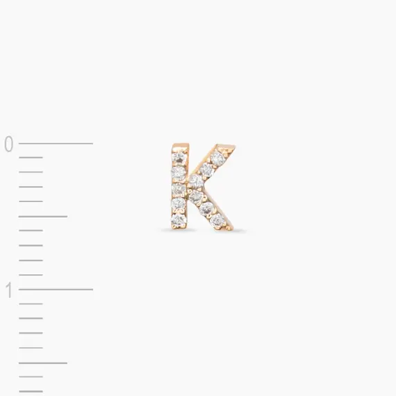 Diamond Rose Gold K Letter Mini Single Earring - 3