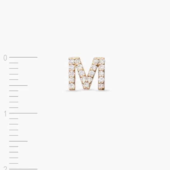 Diamond Rose Gold M Letter Mini Single Earring - 3