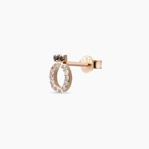 Diamond Rose Gold Ö Letter Mini Single Earring - Nev Jewellery