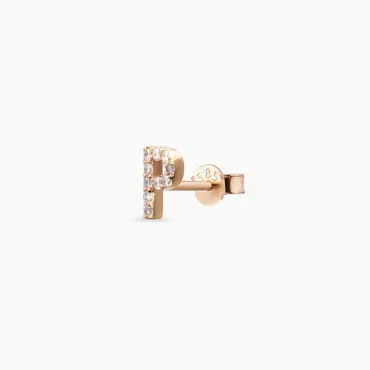 Diamond Rose Gold P Letter Mini Single Earring - Nev Jewellery (1)
