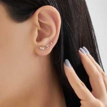 Diamond Rose Gold S Letter Mini Single Earring - Nev Jewellery (1)