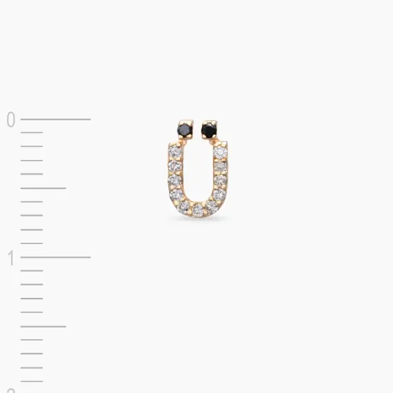 Diamond Rose Gold Ü Letter Mini Single Earring - 3