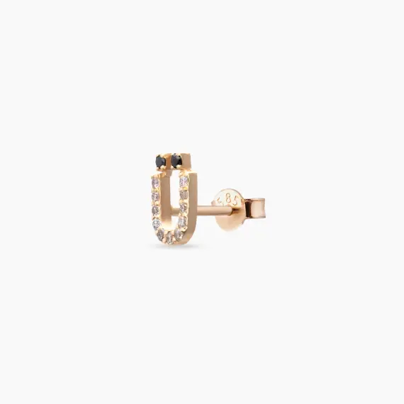Diamond Rose Gold Ü Letter Mini Single Earring - 1
