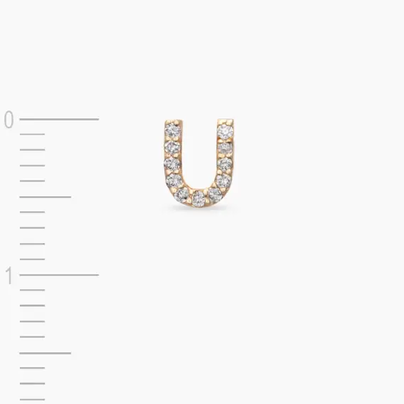 Diamond Rose Gold U Letter Mini Single Earring - 3