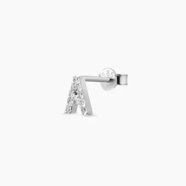 Diamond White Gold A Letter Mini Single Earring - Nev Jewellery (1)