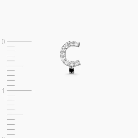 Diamond White Gold Ç Letter Mini Single Earring - 4