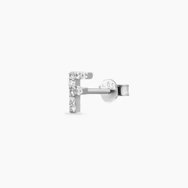 Diamond White Gold F Letter Mini Single Earring - Nev Jewellery (1)