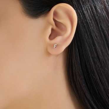 Diamond White Gold F Letter Mini Single Earring - Nev Jewellery (1)