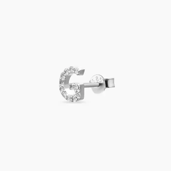Diamond White Gold G Letter Mini Single Earring - 1