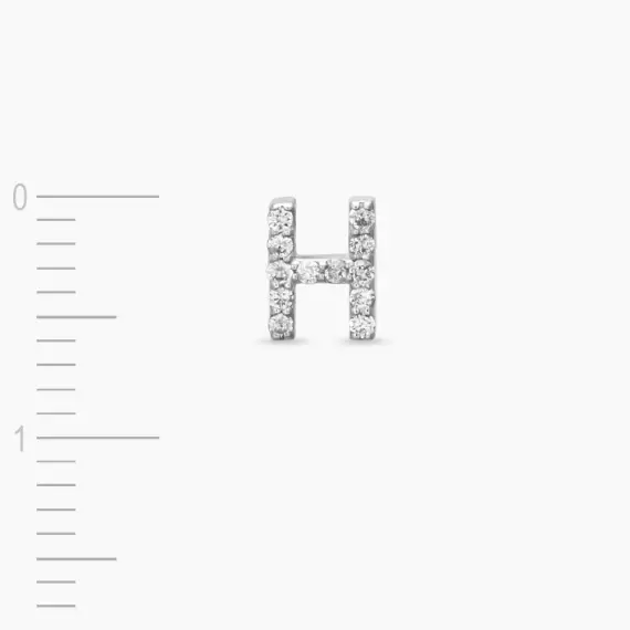 Diamond White Gold H Letter Mini Single Earring - 3