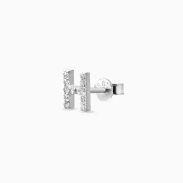 Diamond White Gold H Letter Mini Single Earring - Nev Jewellery (1)