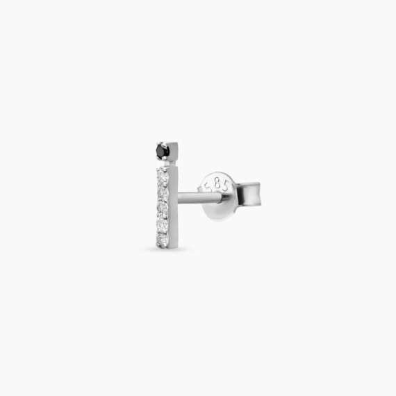 Diamond White Gold İ Letter Mini Single Earring - Nev Jewellery