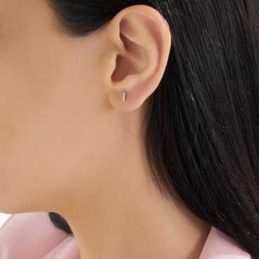 Diamond White Gold İ Letter Mini Single Earring - Nev Jewellery (1)