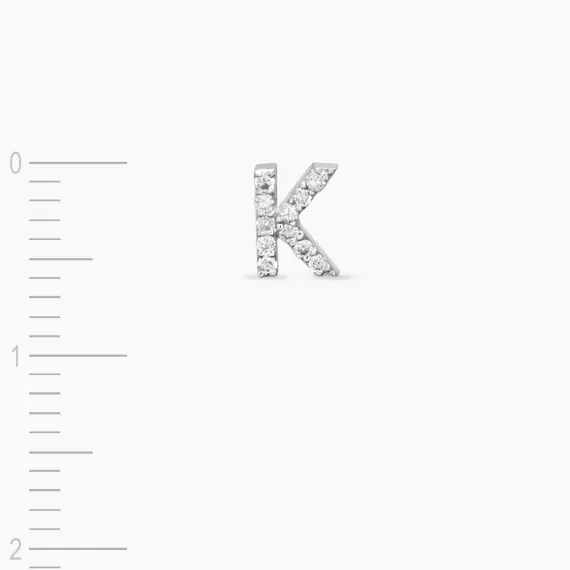 Diamond White Gold K Letter Mini Single Earring - 4