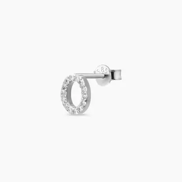 Diamond White Gold O Letter Mini Single Earring - Nev Jewellery (1)