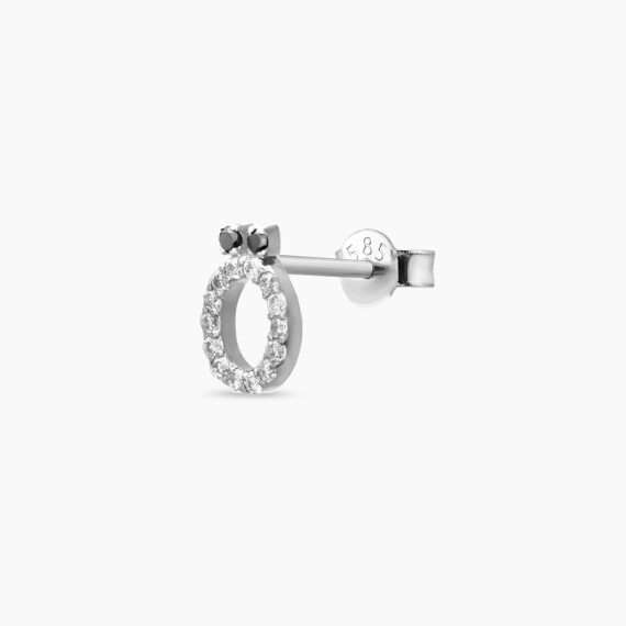Diamond White Gold Ö Letter Mini Single Earring - Nev Jewellery