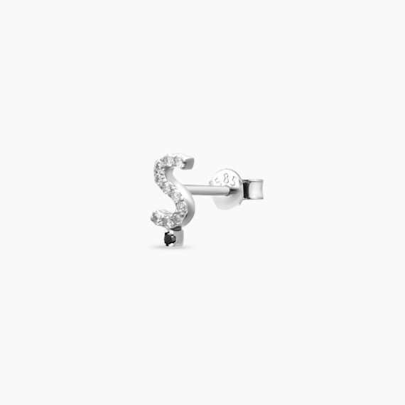 Diamond White Gold Ş Letter Mini Single Earring - Nev Jewellery