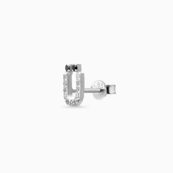 Diamond White Gold Ü Letter Mini Single Earring - 1
