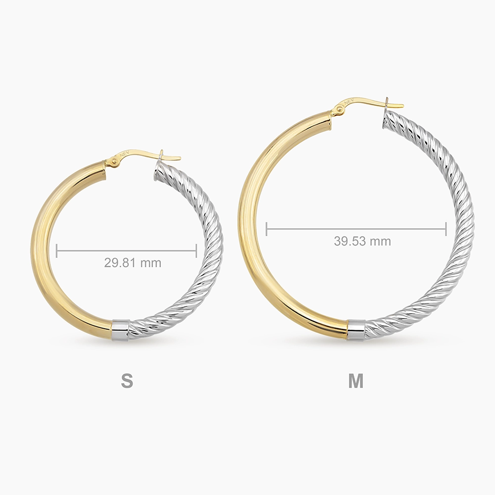 Dioro M Yellow and White Gold Hoop Earrings - 4
