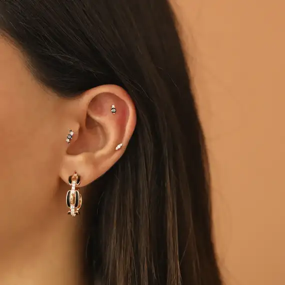 Dots Black Diamond Rose Gold Piercing - 2