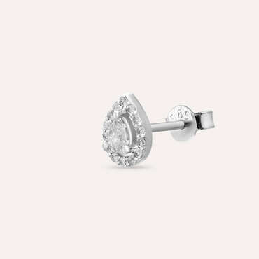 Drop 0.13 CT Pear Cut Diamond Single Earring - Nev Jewellery (1)