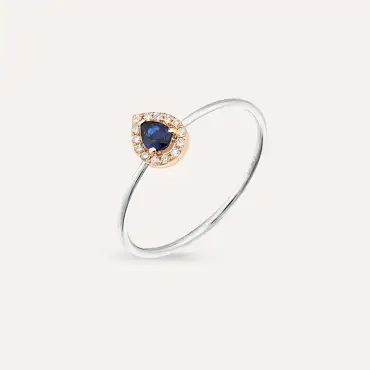 Drop 0.18 CT Sapphire and Diamond Ring - Nev Jewellery (1)