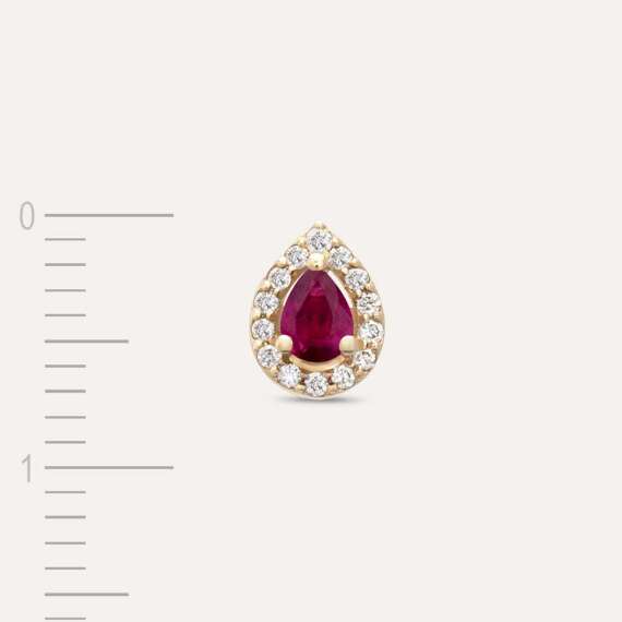 Drop 0.21 CT Pear Cut Ruby and Diamond Single Earring - 5