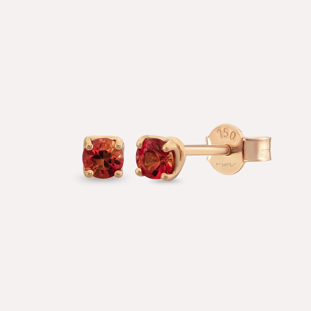 Duo 0.43 CT Dark Orange Sapphire Rose Gold Earring - Nev Jewellery (1)
