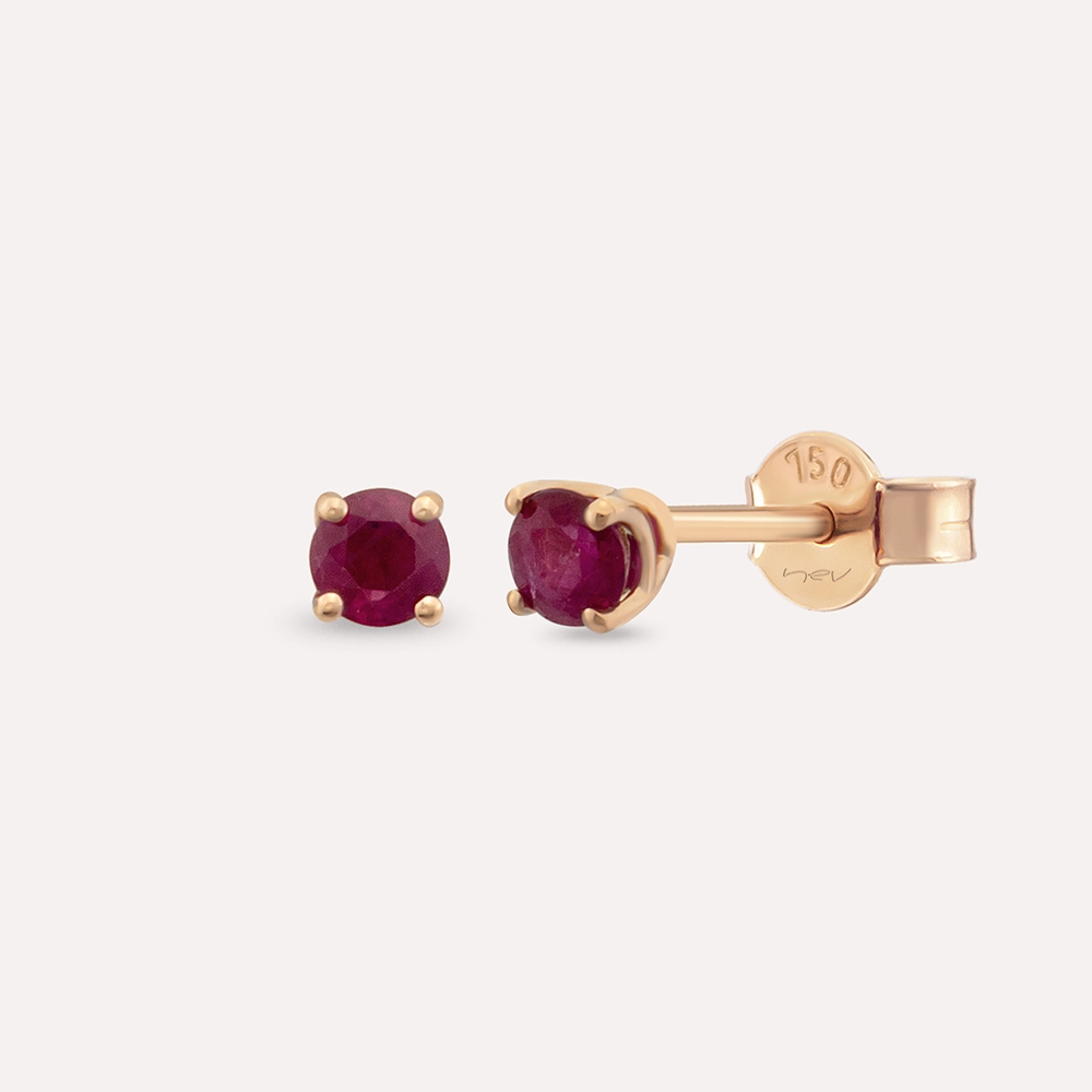 Duo 0.58 CT Ruby Rose Gold Earring - 1