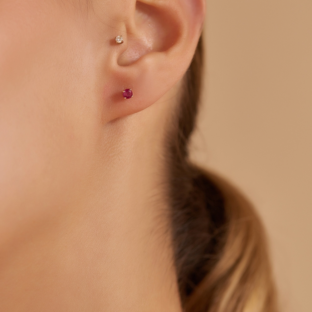 Duo 0.58 CT Ruby Rose Gold Earring - 2
