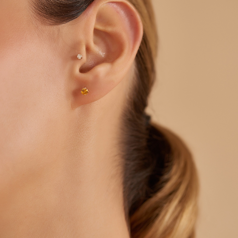 Duo 0.50 CT Orange Sapphire Rose Gold Earring - Nev Jewellery (1)
