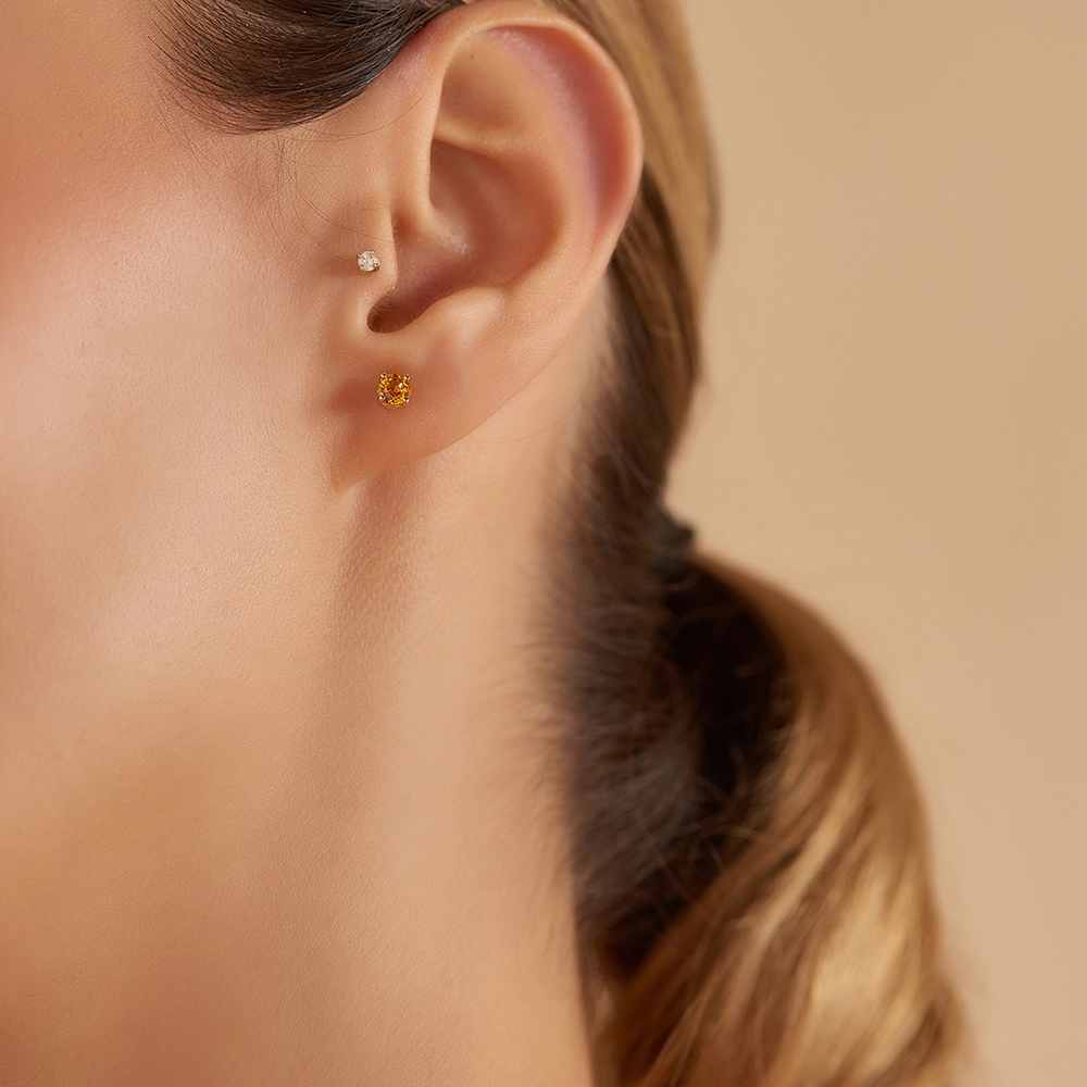 Duo 0.88 CT Orange Sapphire Rose Gold Earring - Nev Jewellery (1)