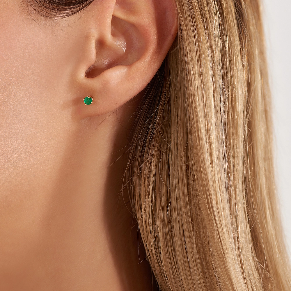 Duo Emerald Rose Gold Earring - Nev Jewellery (1)