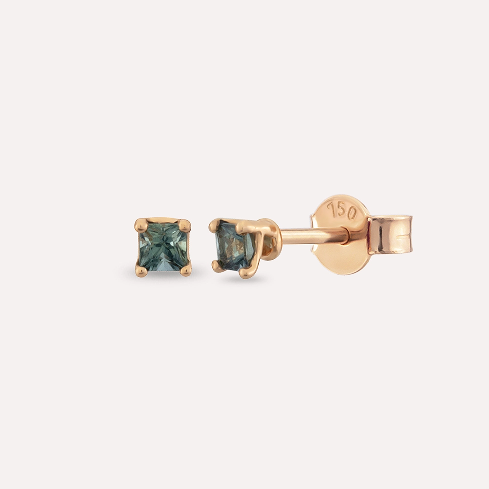 Duo Green Sapphire Rose Gold Earring - Nev Jewellery (1)