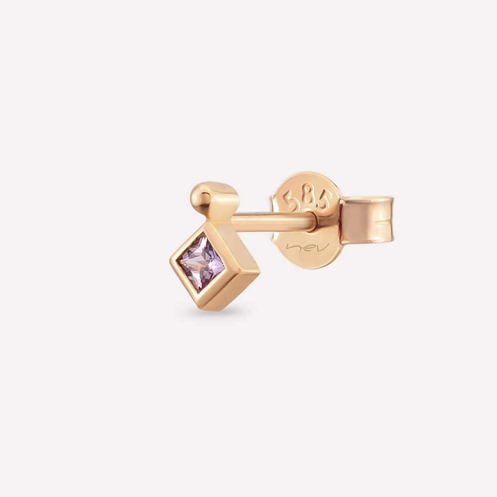 Echo Pink Sapphire Rose Gold Single Earring - Nev Jewellery (1)