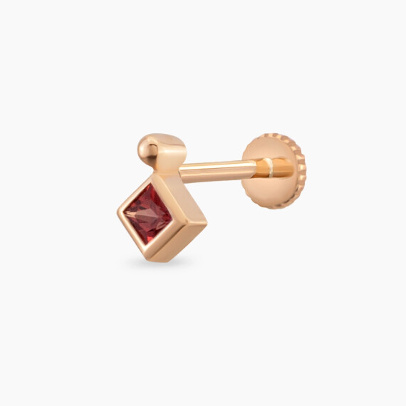 Echo Red Sapphire Rose Gold Piercing - Nev Jewellery