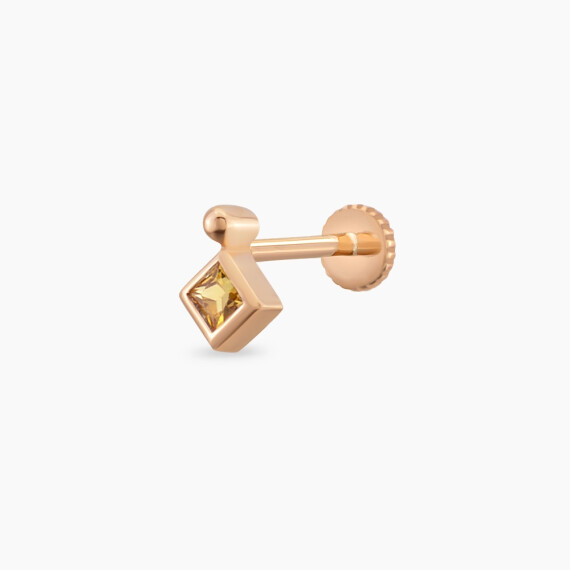Echo Yellow Sapphire Rose Gold Piercing - Nev Jewellery