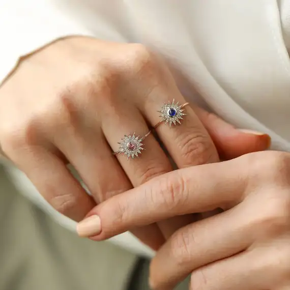 Eclipse 0.32 CT Sapphire and Brown Diamond Rose Gold Ring - 3