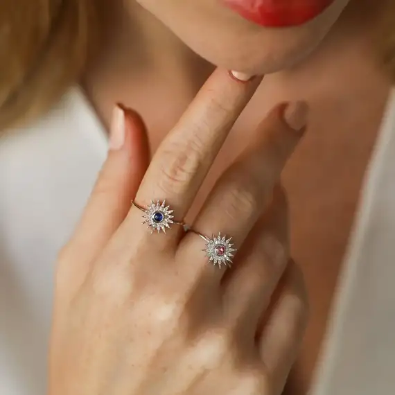 Eclipse 0.32 CT Sapphire and Brown Diamond Rose Gold Ring - 5