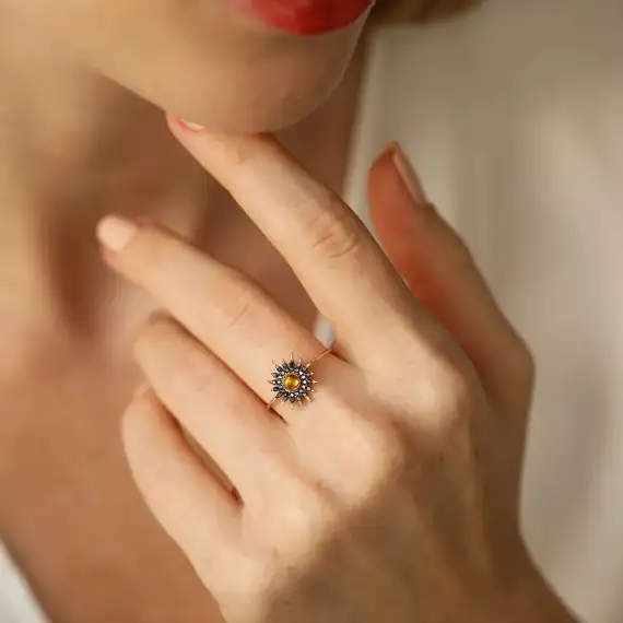 Eclipse 0.40 CT Yellow Sapphire and Black Diamond Rose Gold Ring - 5