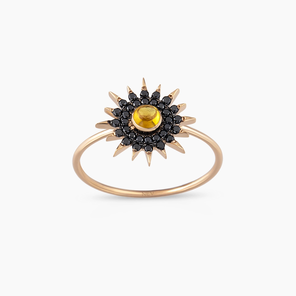 Eclipse 0.40 CT Yellow Sapphire and Black Diamond Rose Gold Ring - 1