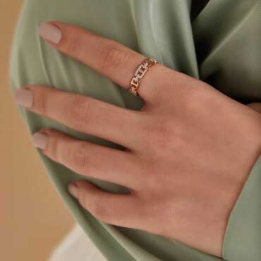 Edera 0.46 CT Diamond Rose Gold Chain Ring - Nev Jewellery