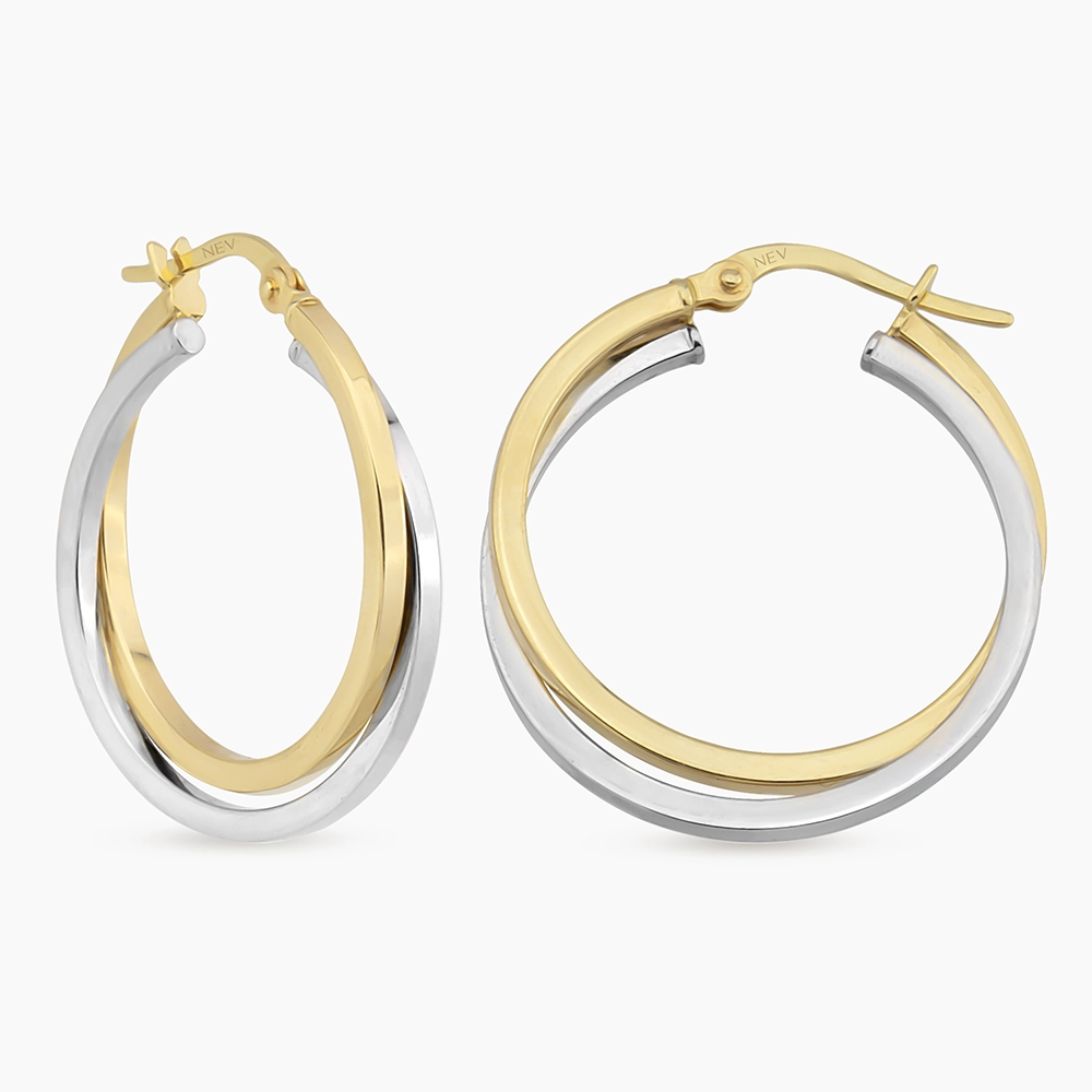 Elara S Yellow and White Gold Hoop Earrings - Nev Jewellery (1)